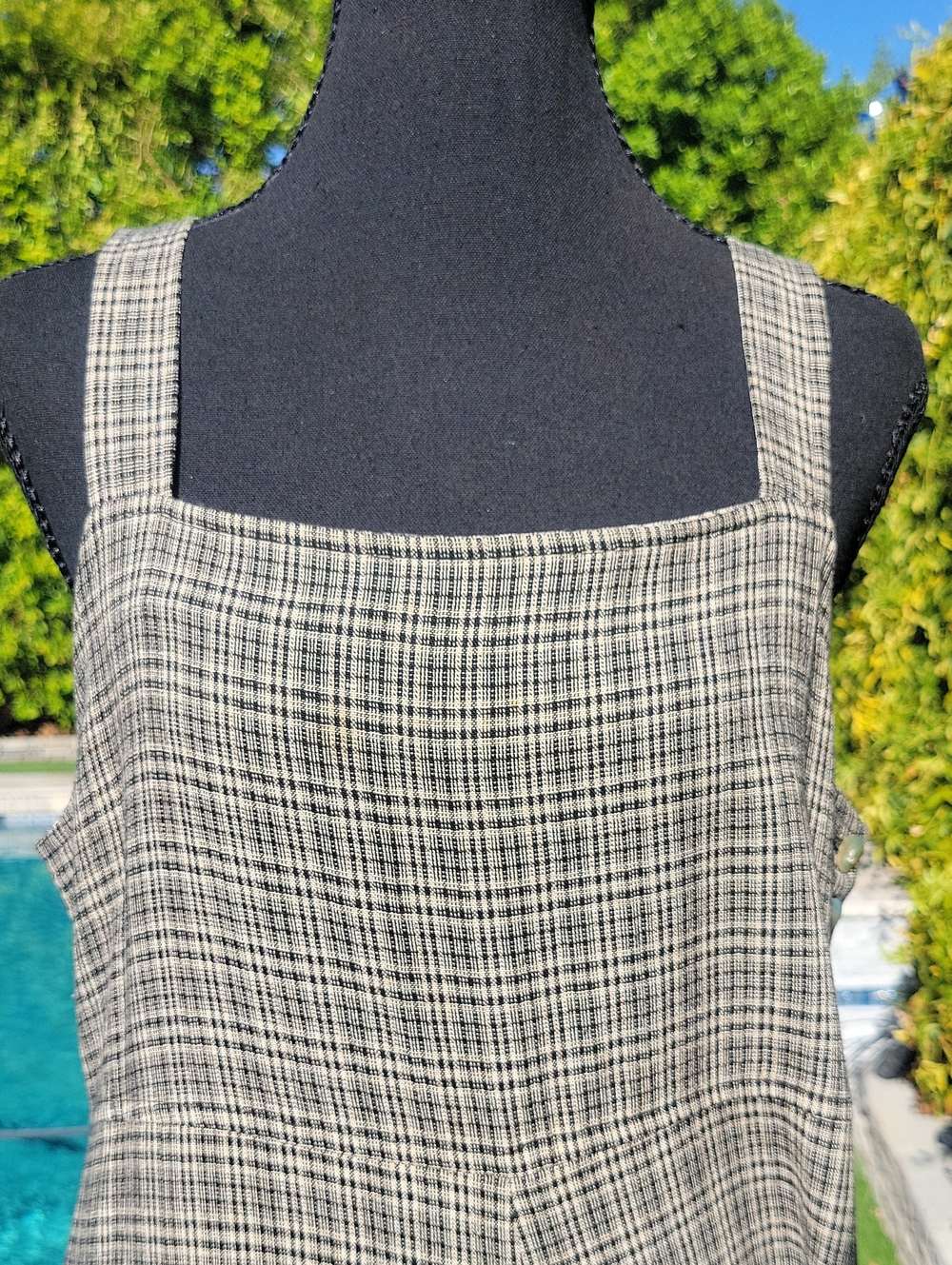 Vintage 90s Plaid Overall Maxi Dress With Side Button Detail - Picture 9 of 16